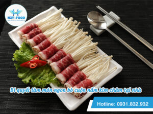 bò cuộn nấm kim châm